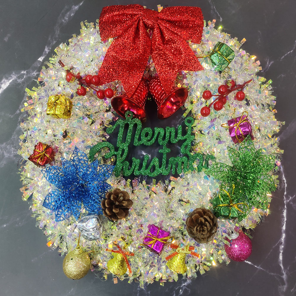 Christmas Silver Wreaths Garlands Hanging Front Door Red Barry Decoration Seasonal for Christmas & New Year, Christmas Decor Accessories