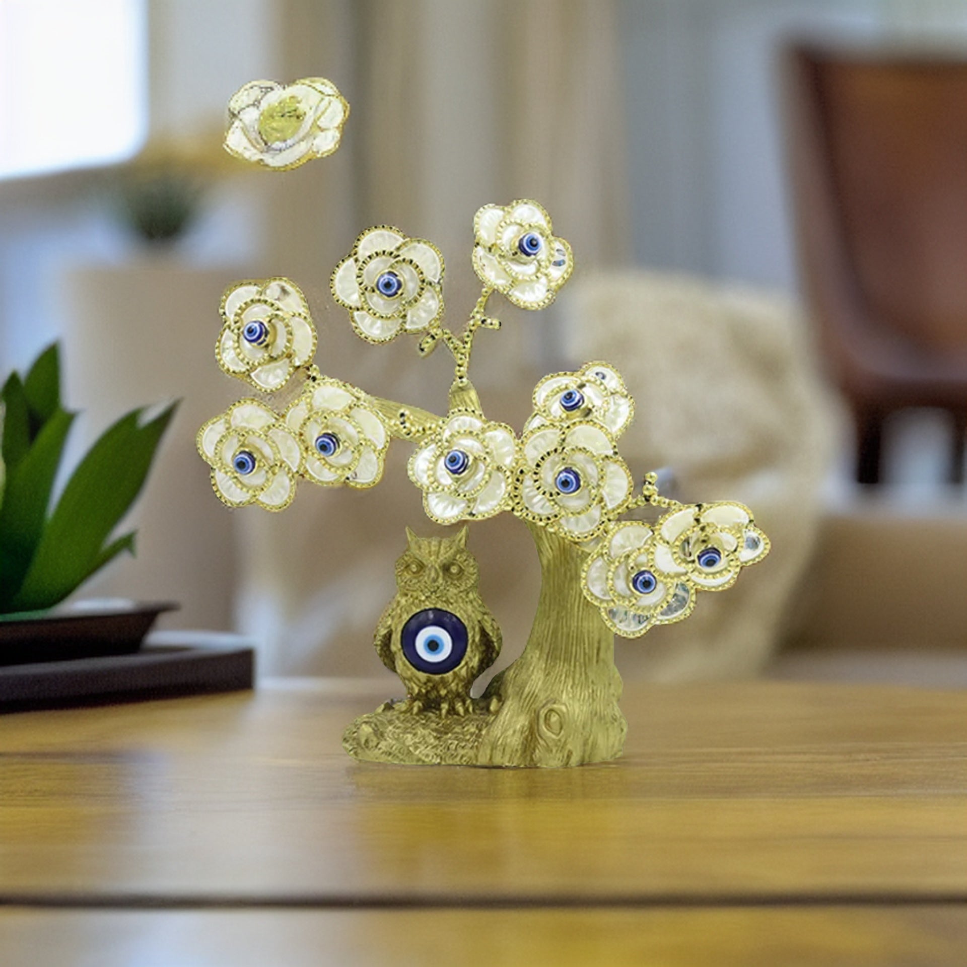 Evil Eye Tree With Golden Owl Desktop Ornament