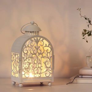 Whitish Cage Shape  Lantern for Candle in Metal Cup