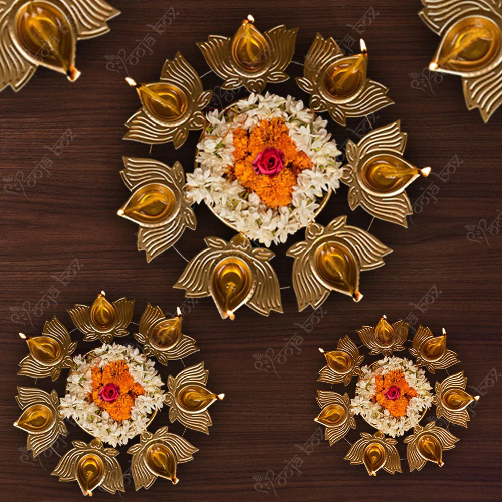 Stunning Traditional Lotus Diya With Urli