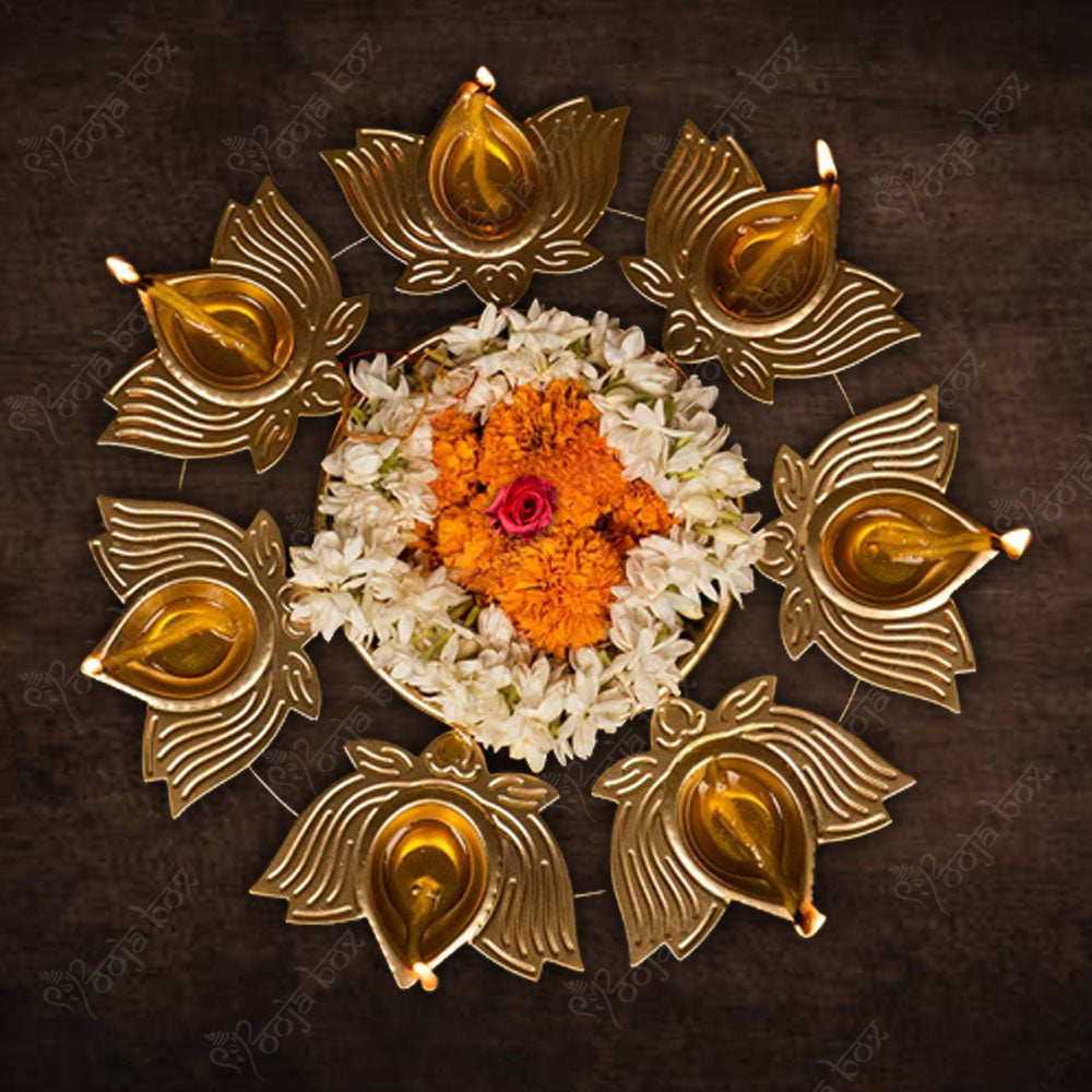 Stunning Traditional Lotus Diya With Urli
