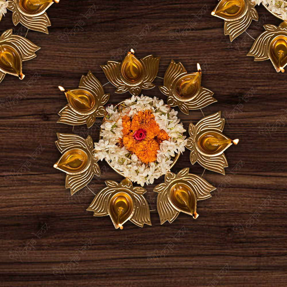 Stunning Traditional Lotus Diya With Urli
